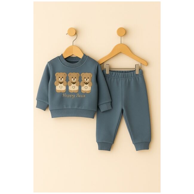 Set bluzita si pantaloni bebelusi - ursuletul vesel - albastru bbl-b-m7189
