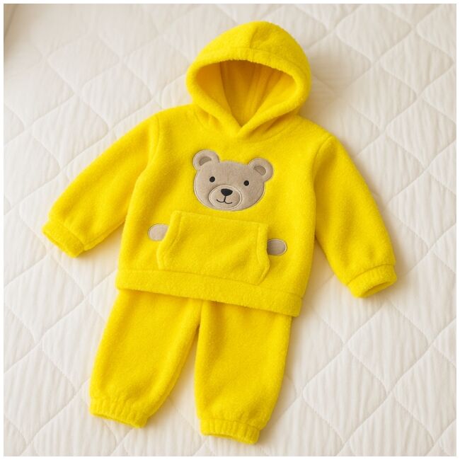 Set pufos hanorac si pantaloni welsoft - yellow bbl45-1