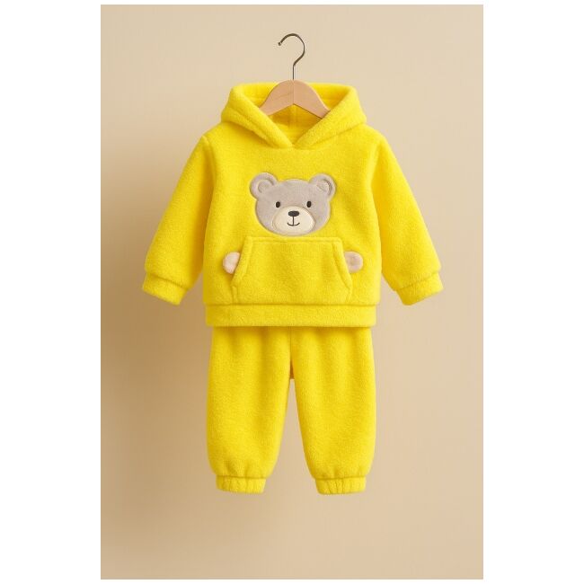 Set pufos hanorac si pantaloni welsoft - yellow bbl45-1