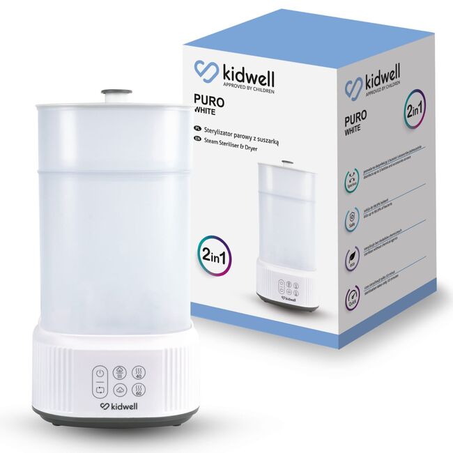 Sterilizator Cu Abur Pentru Biberoane Si Accesorii Cu Uscator Integrat Kidwell Puro 2 In 1 Pjbsterpur01a0