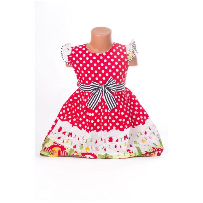 Rochita rosie fetite cu buline albe - BBN1118
