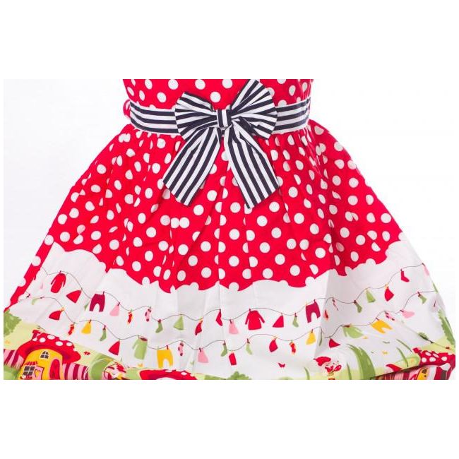 Rochita rosie fetite cu buline albe - BBN1118