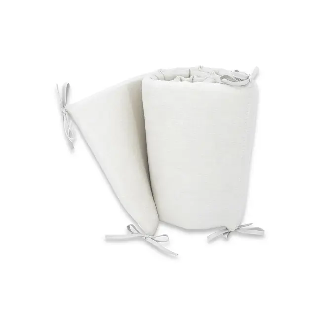 Aparatoare pentru patut, Qmini, Din muselina dubla, 180x30 cm, Din material certificat Oeko Tex Standard 100, Cu panglici, Cream BYN6426972030007
