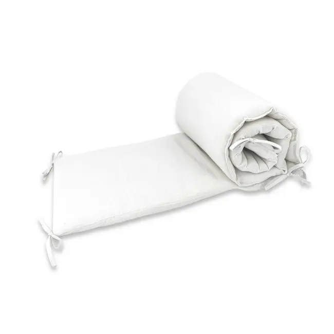 Aparatoare pentru patut, Qmini, Din muselina dubla, 180x30 cm, Din material certificat Oeko Tex Standard 100, Cu panglici, Cream BYN6426972030007