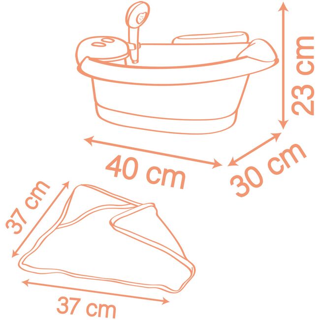 Cadita pentru papusa Smoby Baby Nurse Balneo Bath roz cu 3 accesorii HUBS7600220386