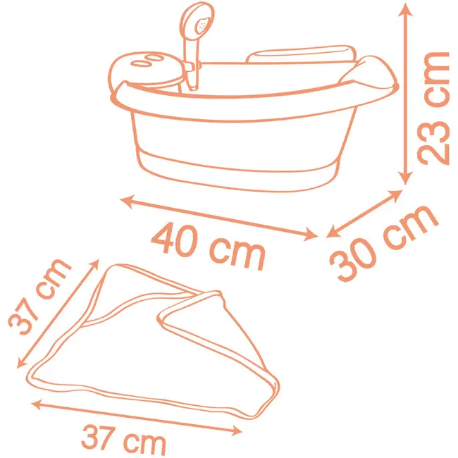 Cadita pentru papusa Smoby Baby Nurse Balneo Bath roz cu 3 accesorii HUBS7600220386