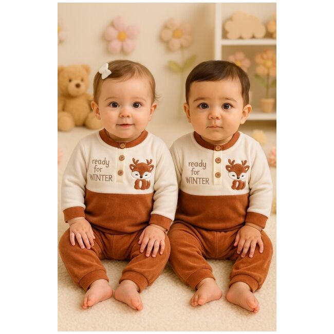 Costumas din catifea bebelusi ready for winter – set calduros 2 piese trmb015