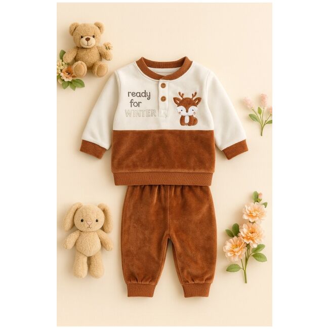 Costumas din catifea bebelusi ready for winter – set calduros 2 piese trmb015