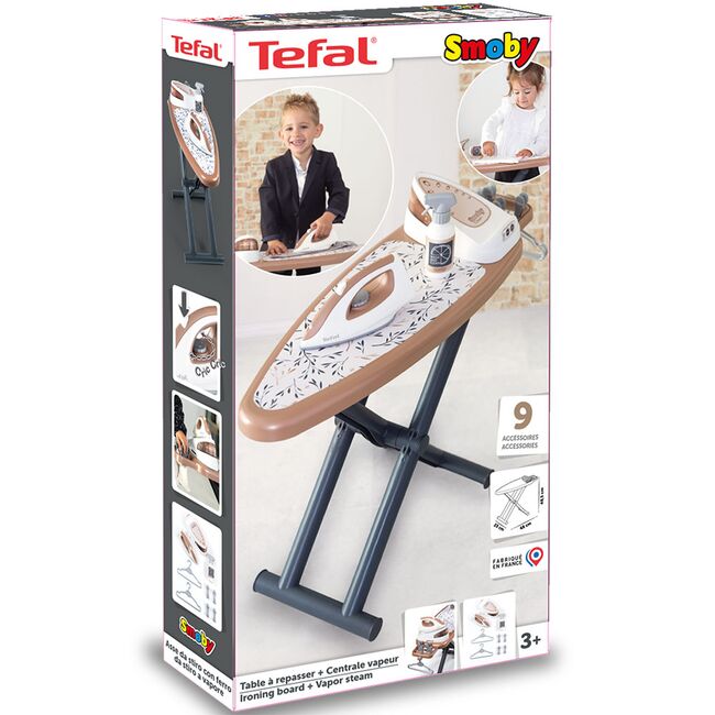 Jucarie Smoby Masa si fier de calcat Tefal Ironing Board + Stream Iron cu 9 accesorii HUBS7600330125