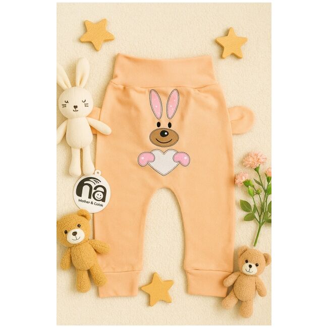 Pantaloni bebelusi cu imprimeu iepuras - roz banan trmd2070-1