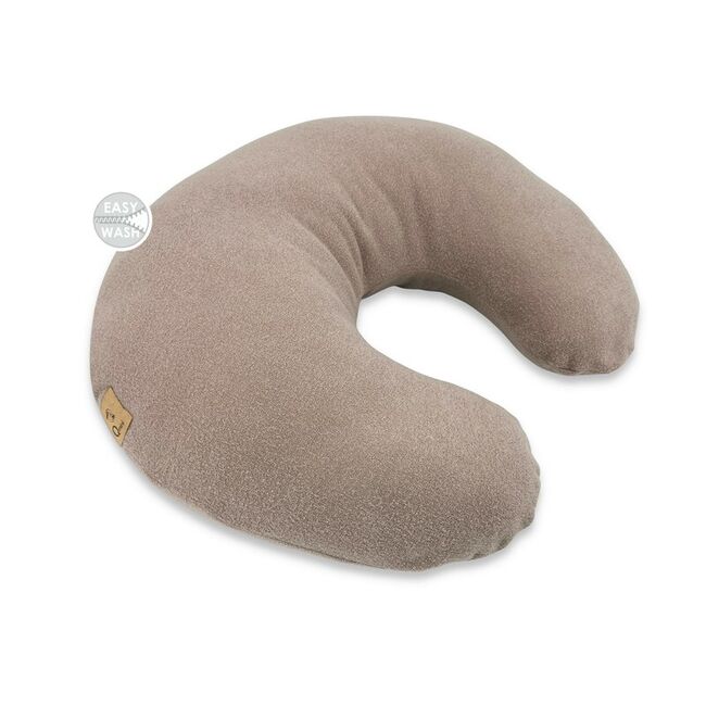 Perna pentru alaptat, Qmini, Din tricot termo-terry din bambus, Cu husa detasabila, Cu fermoar securizat, Circumferinta 155 cm, Din material certificat Oeko Tex Standard 100, Mocha BYN6426972030014