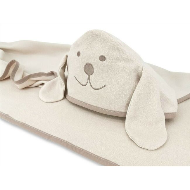 Prosop cu gluga, Qmini, Mare, Cu broderie si urechi, Dimensiune 100x100 cm, Din tricot termo-terry din bambus, Materiale certificate Oeko Tex Standard 100, Eared Bear Beige BYN6426972030168