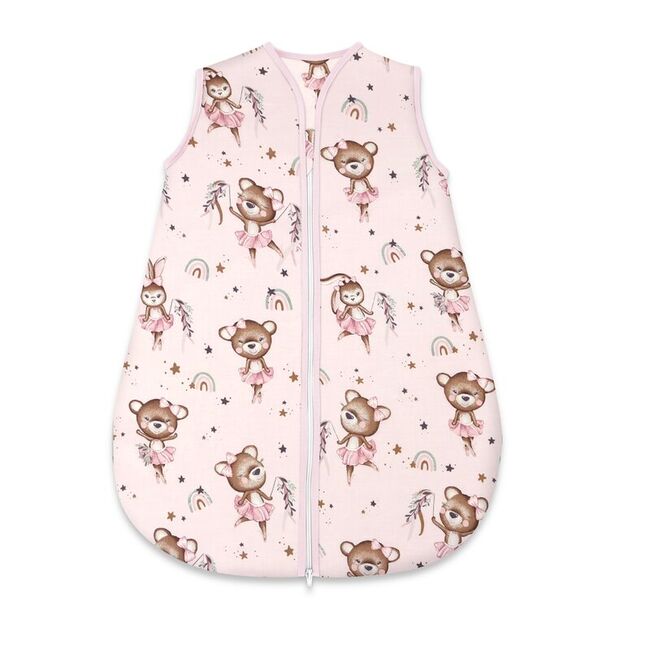 Sac de dormit, MimiNu, Pentru bebelusi, De iarna, Din bumbac certificat Oeko Tex Standard 100, Cu fermoar, 70 cm, 0 - 6 luni, 2.5 Tog, Little Ballerina Pink BYN6426972030304
