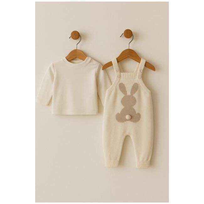 Salopeta tricotata pentru bebelusi - cute rabbit bbl7