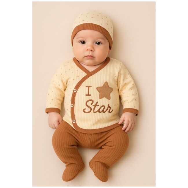 Set 3 piese nou-nascut zem baby din bumbac 100% 0-3 luni bbl54