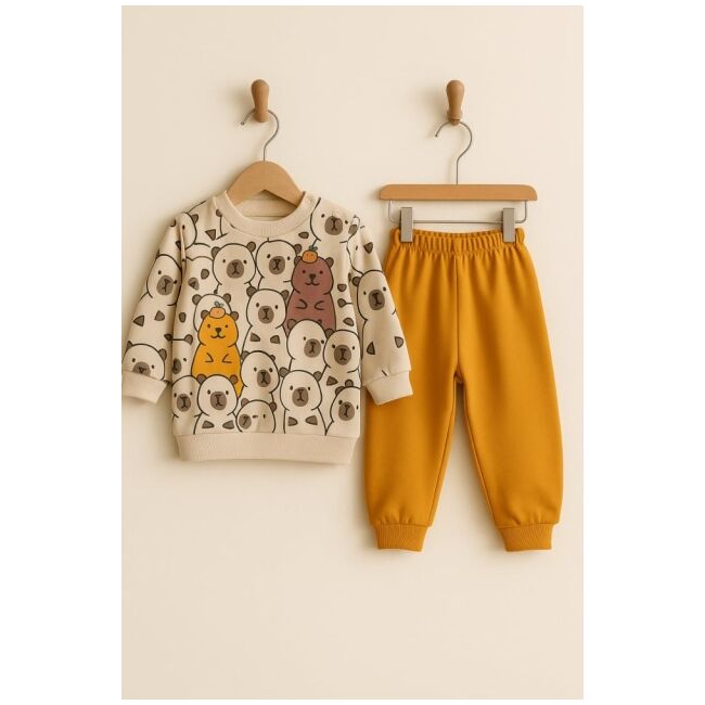 Set bluzita si pantaloni karacon baby din bumbac 100% cu ursuleti bbl55