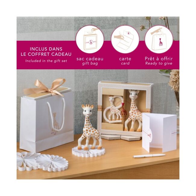 Set cadou sophiesticat cu girafa sophie si scutec 120x120 cm vu000004