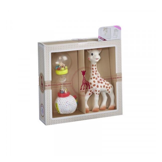 Set cadou sophiesticat cu girafa sophie si zornaitoare maracas sophie vu000009