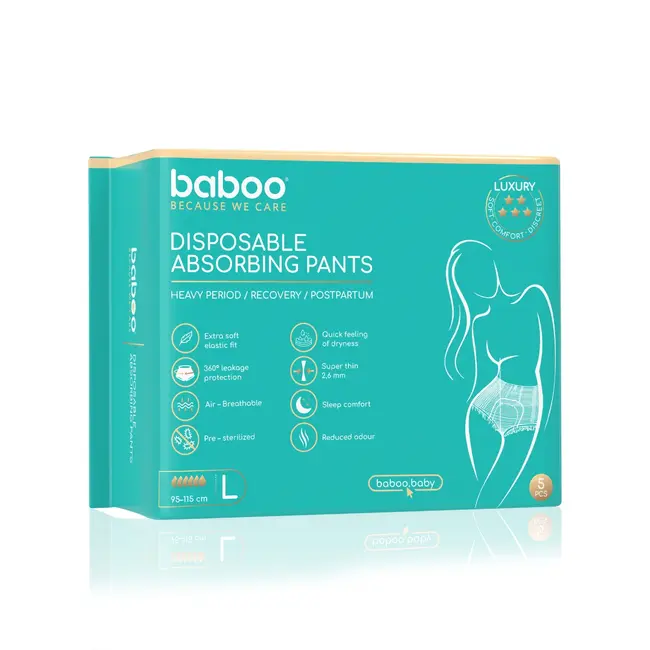 Set chiloti absorbanti de unica folosinta baboo-5 bucati, marime l ba2-113