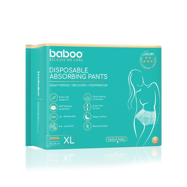 Set chiloti absorbanti de unica folosinta baboo-5 bucati, marime xl ba2-114