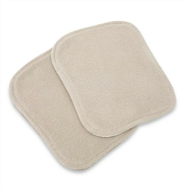 Set de 2 lavete, Qmini, Din bambus si muselina, Pentru ingrijirea corpului bebelusului, Materiale certificate Oeko Tex Standard 100, Mocha Cream si Warm Beige BYN6426972029940