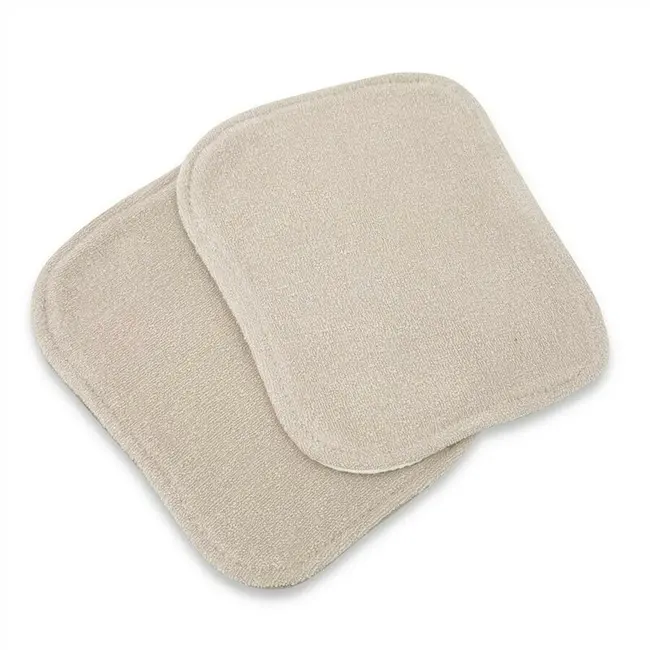 Set de 2 lavete, Qmini, Din bambus si muselina, Pentru ingrijirea corpului bebelusului, Materiale certificate Oeko Tex Standard 100, Mocha Cream si Warm Beige BYN6426972029940
