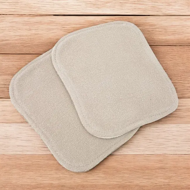 Set de 2 lavete, Qmini, Din bambus si muselina, Pentru ingrijirea corpului bebelusului, Materiale certificate Oeko Tex Standard 100, Mocha Cream si Warm Beige BYN6426972029940