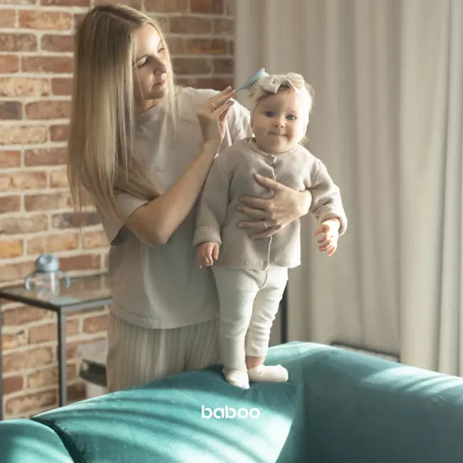 Set perie si pieptene bebe baboo - albastru, 0 luni+ ba12-008