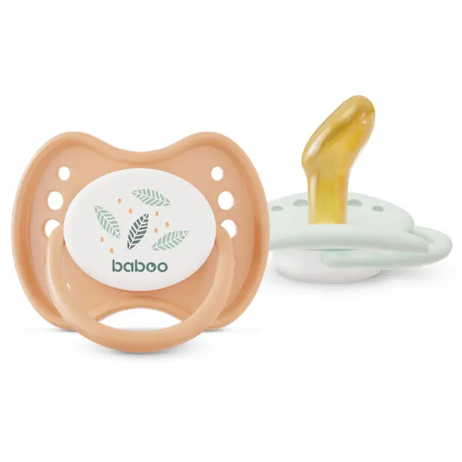 Suzeta ortodontica din latex calmy baboo - culoarea piersica, 2 bucati, 0 luni+ ba5-049
