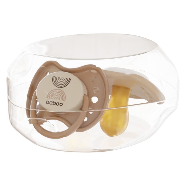 Suzeta rotunda din latex calmy baboo - maro, 2 bucati, 0 luni+ ba5-047