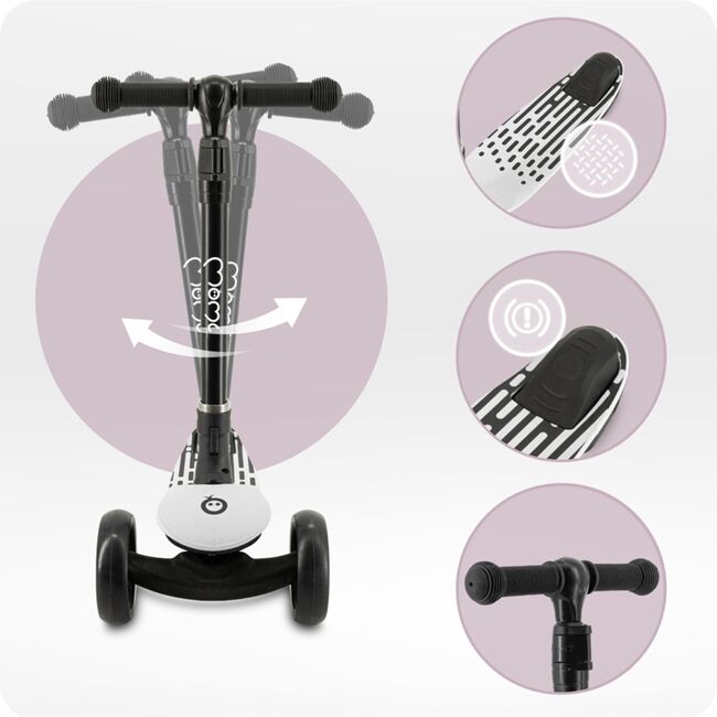 Trotineta pliabila cu roti LED pentru copii, 3 Ani+, MoMi San - Gri KRTHULA00015