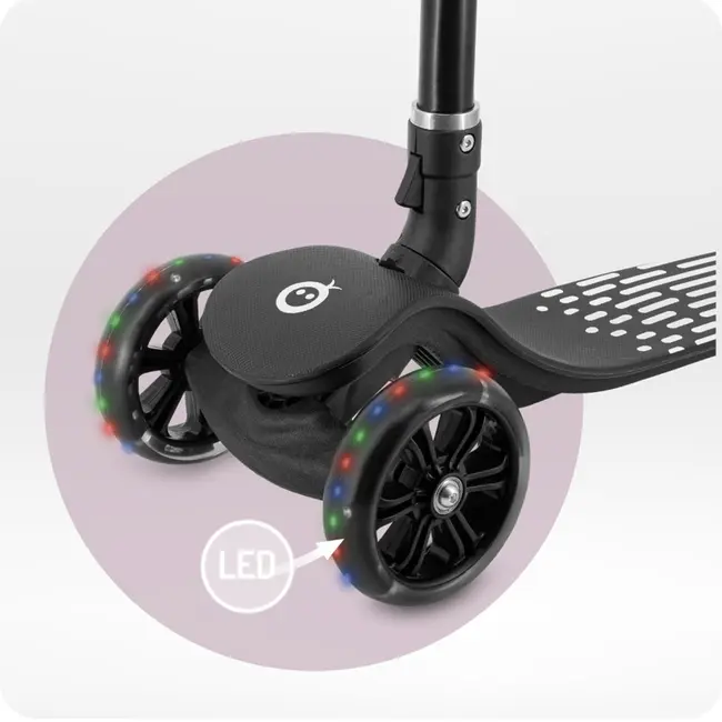Trotineta pliabila cu roti LED pentru copii, 3 Ani+, MoMi San - Negru KRTHULA00016