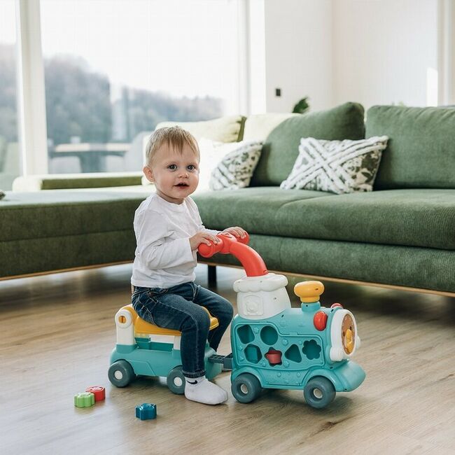 Antemergator 5 in 1 Magic Train, Free2Move, Cu diverse activitati de joaca, Panou Educational, Efecte sonore si luminoase, Green BYN86434