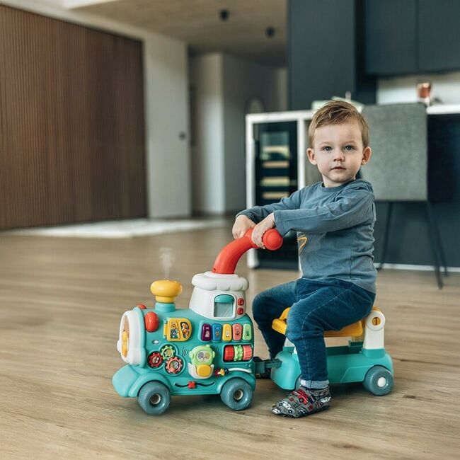 Antemergator 5 in 1 Magic Train, Free2Move, Cu diverse activitati de joaca, Panou Educational, Efecte sonore si luminoase, Green BYN86434