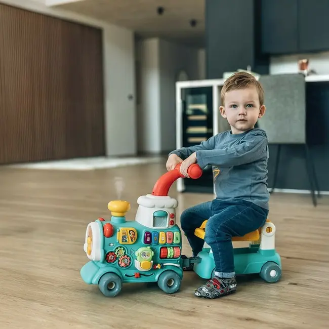 Antemergator 5 in 1 Magic Train, Free2Move, Cu diverse activitati de joaca, Panou Educational, Efecte sonore si luminoase, Green BYN86434