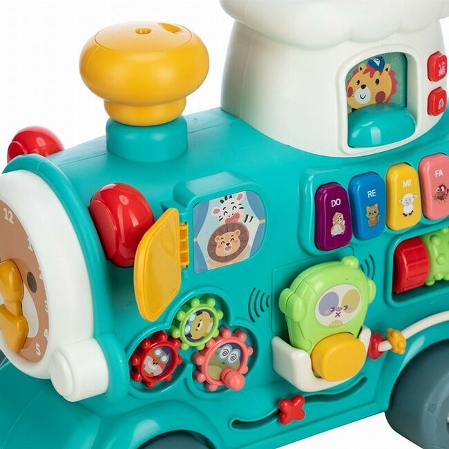 Antemergator 5 in 1 Magic Train, Free2Move, Cu diverse activitati de joaca, Panou Educational, Efecte sonore si luminoase, Green BYN86434