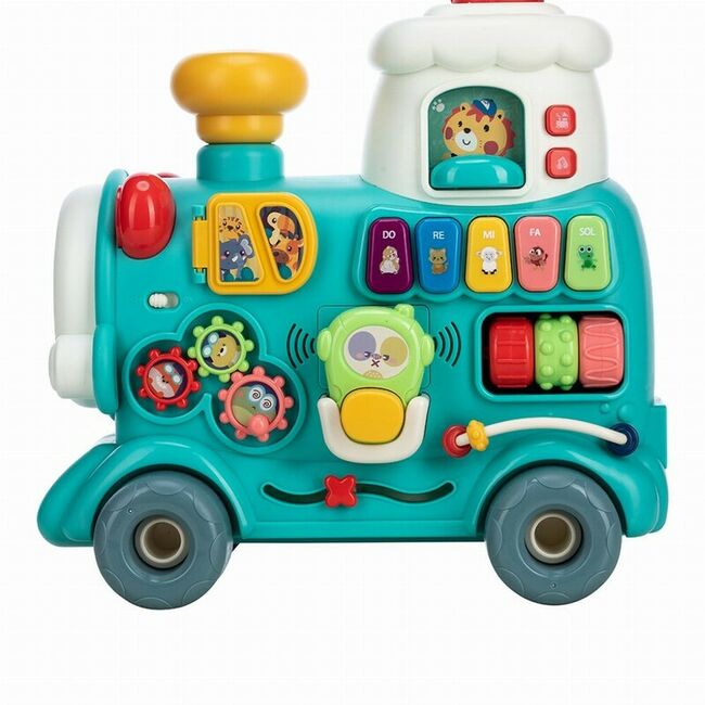 Antemergator 5 in 1 Magic Train, Free2Move, Cu diverse activitati de joaca, Panou Educational, Efecte sonore si luminoase, Green BYN86434