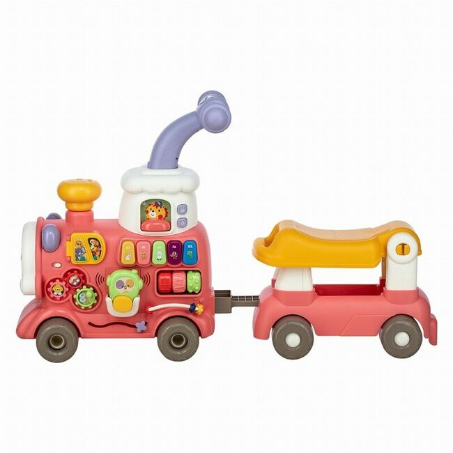 Antemergator 5 in 1 Magic Train, Free2Move, Cu diverse activitati de joaca, Panou Educational, Efecte sonore si luminoase, Pink BYN86441