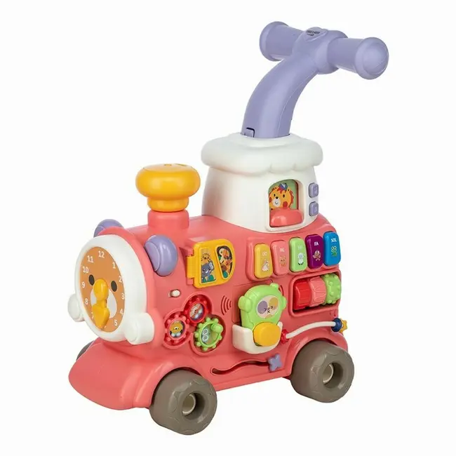 Antemergator 5 in 1 Magic Train, Free2Move, Cu diverse activitati de joaca, Panou Educational, Efecte sonore si luminoase, Pink BYN86441