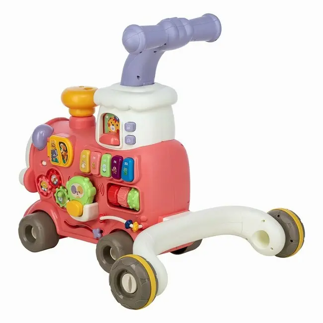 Antemergator 5 in 1 Magic Train, Free2Move, Cu diverse activitati de joaca, Panou Educational, Efecte sonore si luminoase, Pink BYN86441