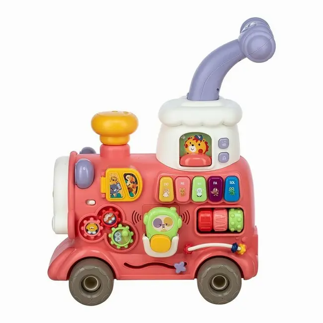 Antemergator 5 in 1 Magic Train, Free2Move, Cu diverse activitati de joaca, Panou Educational, Efecte sonore si luminoase, Pink BYN86441