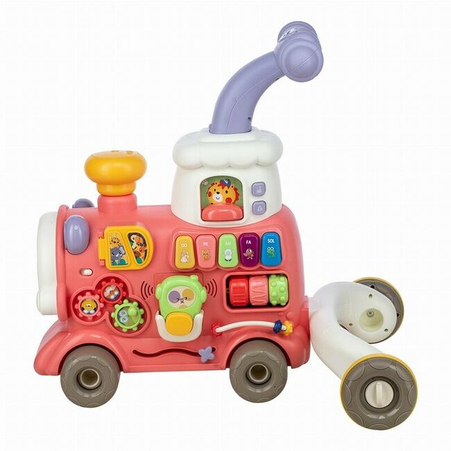 Antemergator 5 in 1 Magic Train, Free2Move, Cu diverse activitati de joaca, Panou Educational, Efecte sonore si luminoase, Pink BYN86441