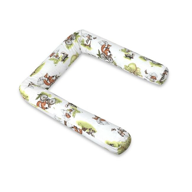 Aparatoare pentru patut, Qmini, Tip rulou, Cu husa detasabila, Lungime 180 cm, Din bumbac certificat Oeko Tex Standard 100, Fox on bikes Natural BYN6426972030571