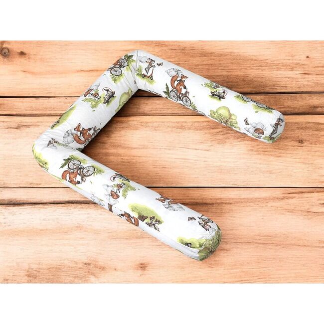 Aparatoare pentru patut, Qmini, Tip rulou, Cu husa detasabila, Lungime 180 cm, Din bumbac certificat Oeko Tex Standard 100, Fox on bikes Natural BYN6426972030571