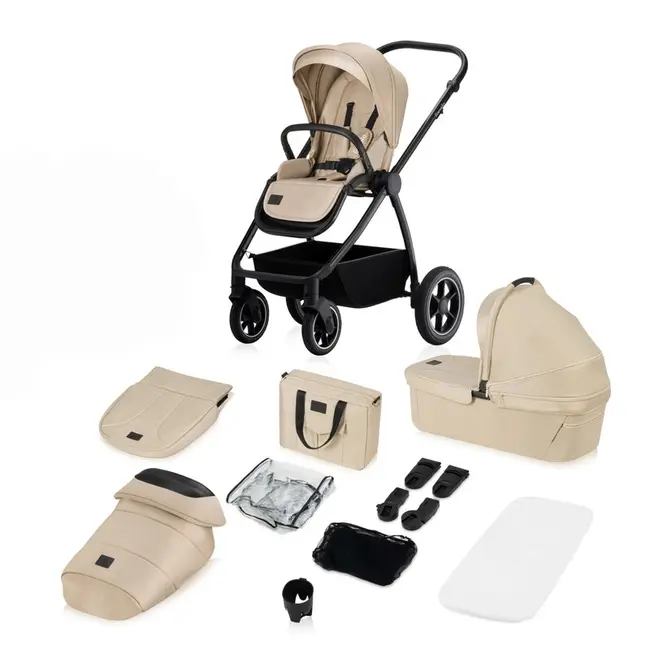 Carucior 2 in 1, Lionelo, Meril, Cu landou si scaun cu dimensiune XL, Reversibil, Cu sistem de ventilatie 3D, Cu accesorii, Pana la 22 kg, De la nastere, Conform cu EN1888-1 EN1888-2, EN1466, Bej BYNLO-MERIL_2IN1_BEIGE_SAND