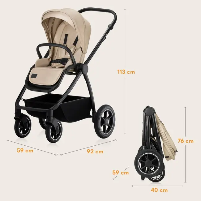 Carucior 2 in 1, Lionelo, Meril, Cu landou si scaun cu dimensiune XL, Reversibil, Cu sistem de ventilatie 3D, Cu accesorii, Pana la 22 kg, De la nastere, Conform cu EN1888-1 EN1888-2, EN1466, Bej BYNLO-MERIL_2IN1_BEIGE_SAND