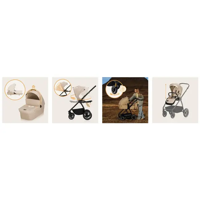 Carucior 2 in 1, Lionelo, Meril, Cu landou si scaun cu dimensiune XL, Reversibil, Cu sistem de ventilatie 3D, Cu accesorii, Pana la 22 kg, De la nastere, Conform cu EN1888-1 EN1888-2, EN1466, Bej BYNLO-MERIL_2IN1_BEIGE_SAND
