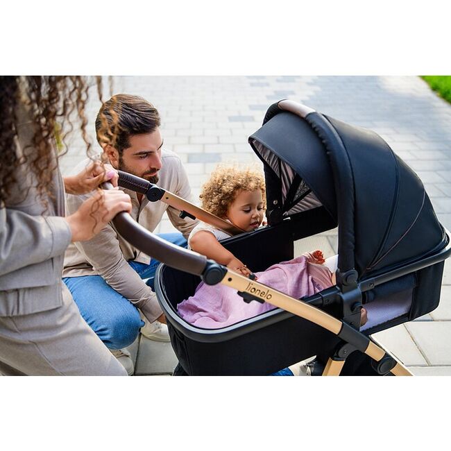 Carucior 3 in 1, Lionelo, Amber, Landou intarit, Scoica auto testata ADAC, Reversibil, Cu accesorii, Geanta parinti, Pana la 22 kg, Bej BYNLO-AMBER_3IN1_BEIGE_SAND