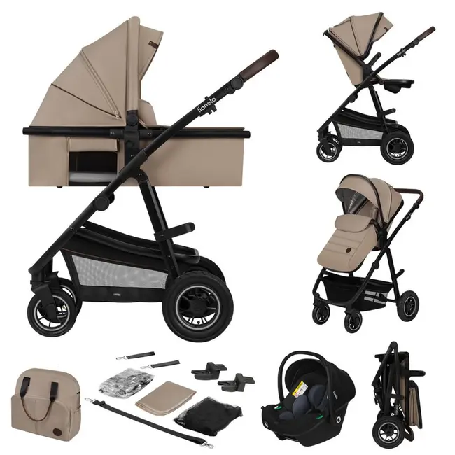 Carucior 3 in 1, Lionelo, Amber, Landou intarit, Scoica auto testata ADAC, Reversibil, Cu accesorii, Geanta parinti, Pana la 22 kg, Bej BYNLO-AMBER_3IN1_BEIGE_SAND