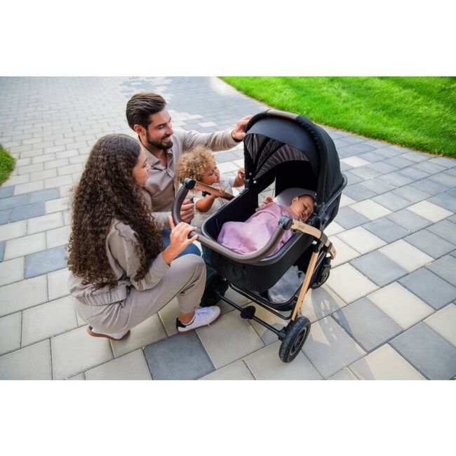 Carucior 3 in 1, Lionelo, Amber, Landou intarit, Scoica auto testata ADAC, Reversibil, Cu accesorii, Geanta parinti, Pana la 22 kg, Bej BYNLO-AMBER_3IN1_BEIGE_SAND